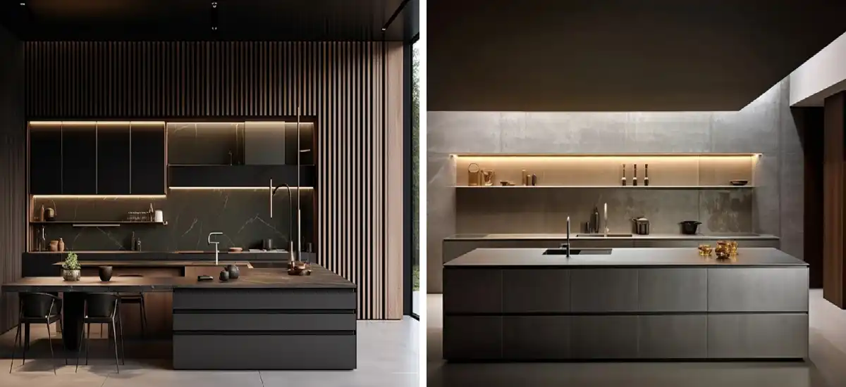 Cocina de madera oscura