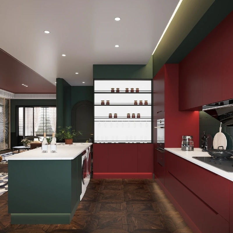 خزائن مطبخ من الخشب الأحمر