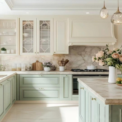 Hellgrüne Schränke