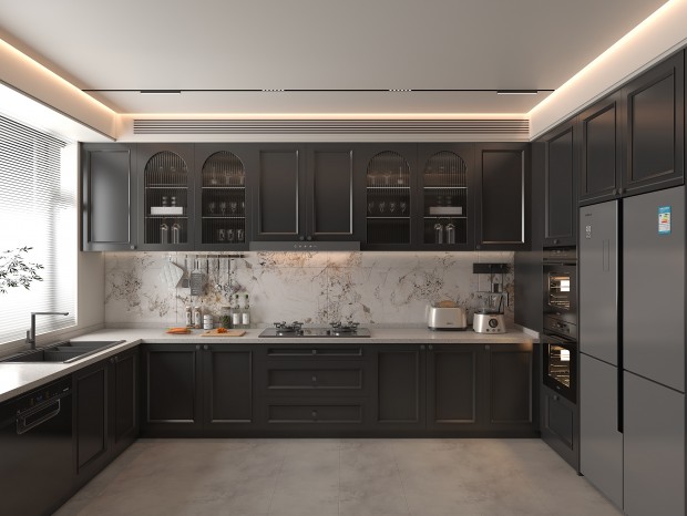 Armários de cozinha modernos pretos