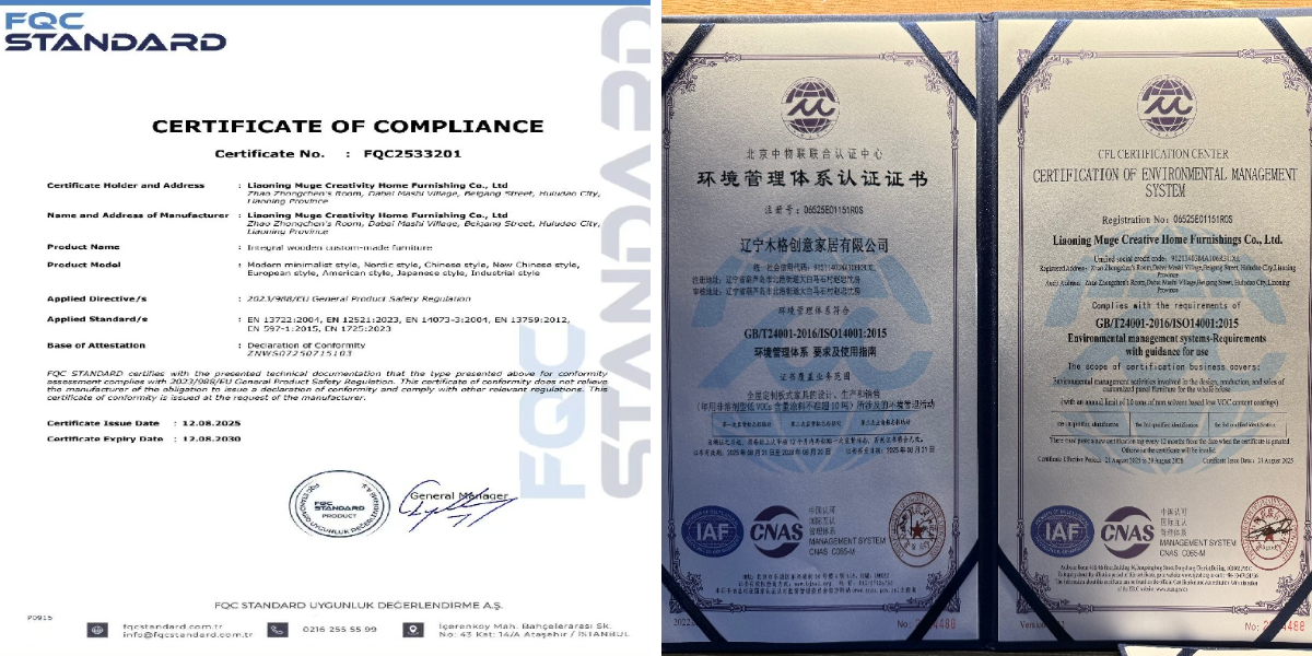 Primo piano delle venature del pregiato legno di noce e dell'esclusiva linea architettonica che caratterizza l'anta del mobile.