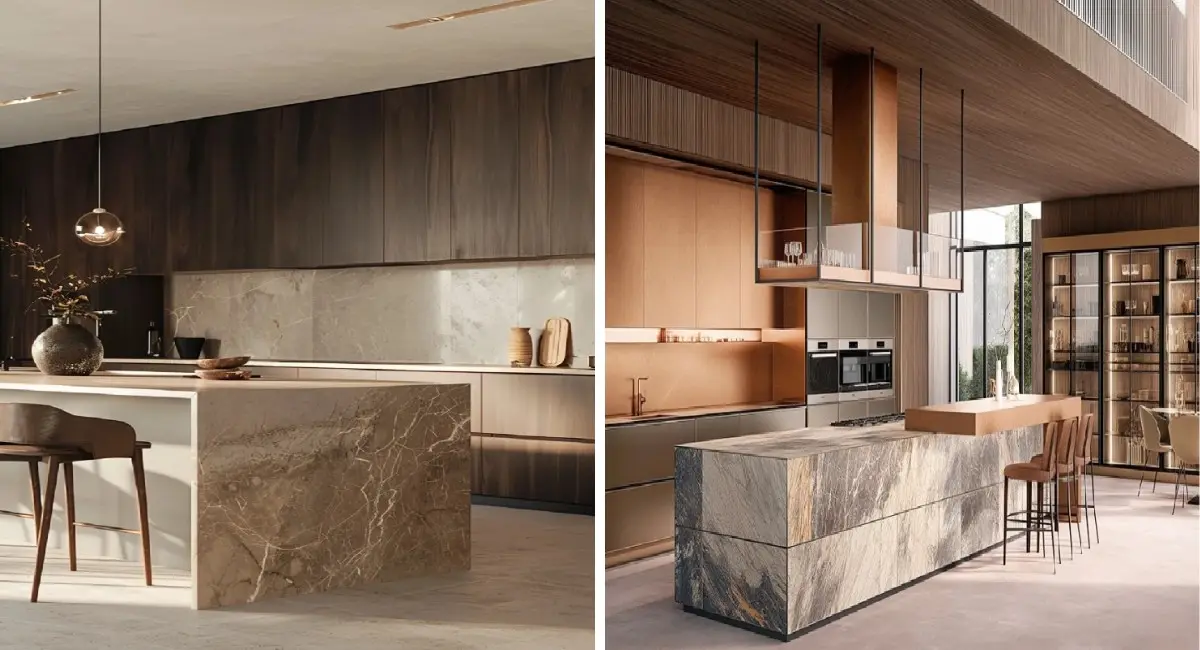 Cocina de madera oscura