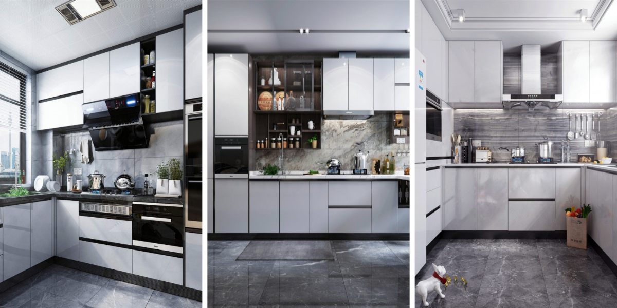 Белые глянцевые кухонные гарнитуры