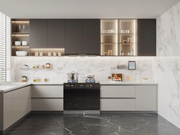 Armoires de cuisine blanc colombe