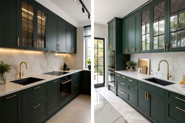 Armoires de cuisine vertes luxueuses sur mesure Armoires de cuisine vertes luxueuses sur mesure