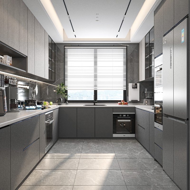 Armários de cozinha cinza mate
