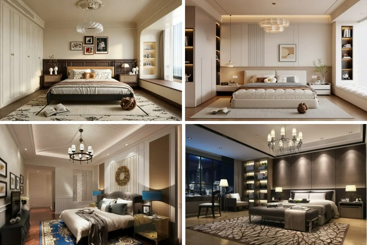 Diseño de dormitorio principal de lujo