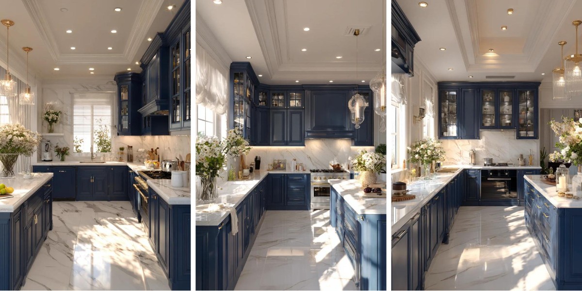 गहरा नीला रसोईघर