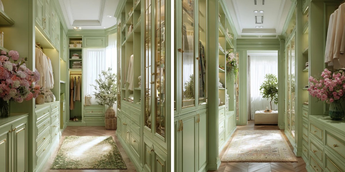 Armario moderno verde con vidrio