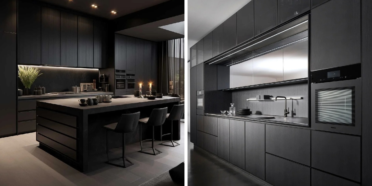 Kabinet Dapur Kontemporer Berwarna Hitam Kabinet Dapur Kontemporer Berwarna Hitam