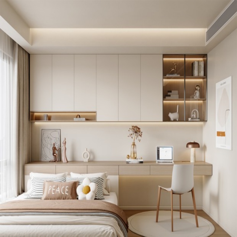 خزانة ملابس كبيرة منزلقة مع أدراج