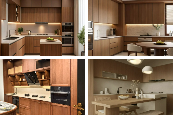 Armadi da cucina contemporanei con venature del legno personalizzate Armadi da cucina contemporanei con venature del legno personalizzate