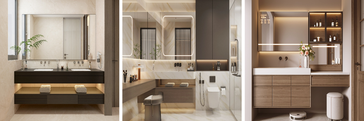 Tocador de baño moderno con lavabo