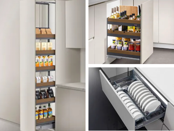 बेज रसोई कैबिनेट