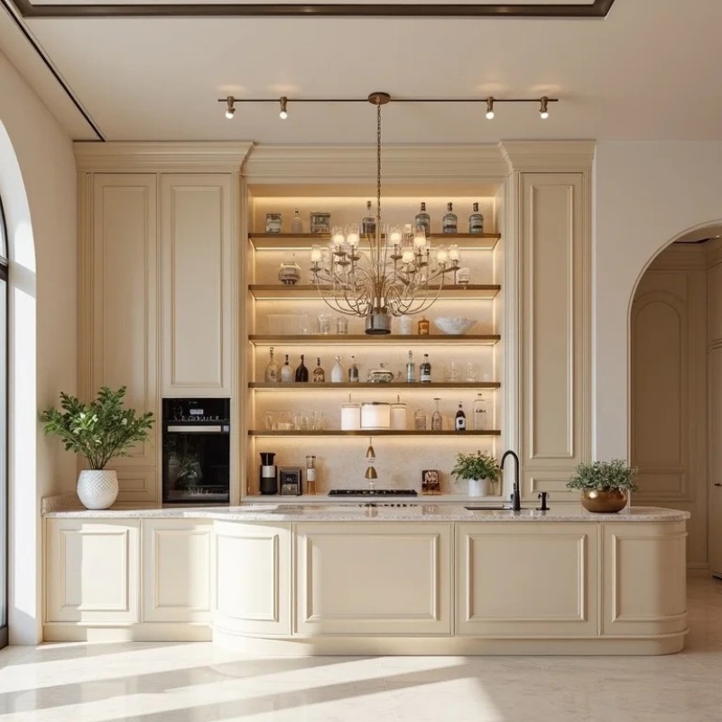 Armários de cozinha de cor bege