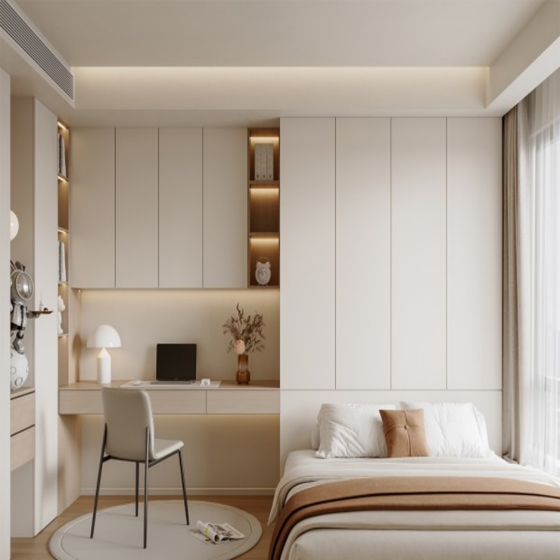 خزانة ملابس بيضاء مع أدراج ورفوف