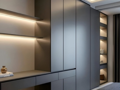 Grauer Kleiderschrank