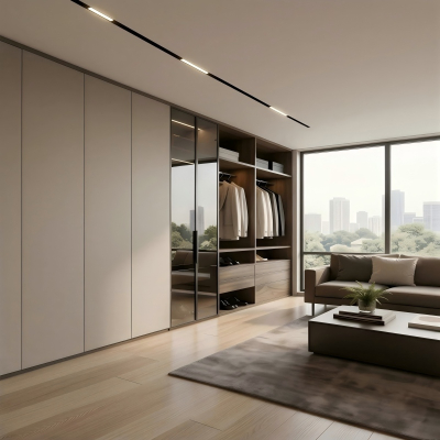 Sistem Lemari Pakaian Terbuka Minimalis Modern untuk Kamar Tidur