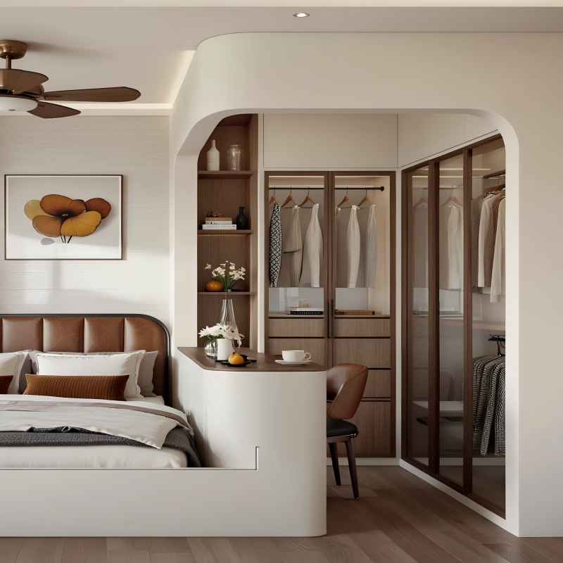 Armoire ouverte intégrée pour l'organisation de la chambre