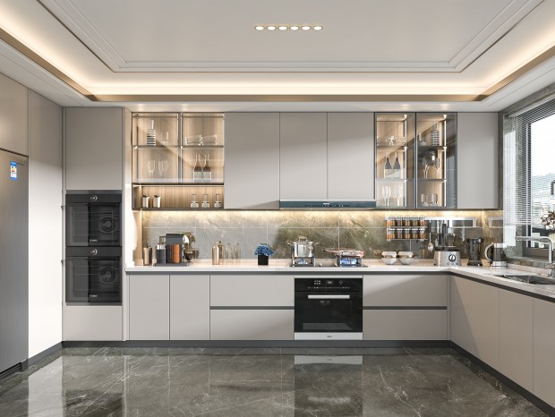 Современные безрамные кухонные шкафы