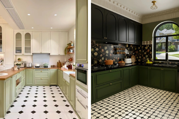 Armoires de cuisine vertes sur mesure Armoires de cuisine vertes sur mesure