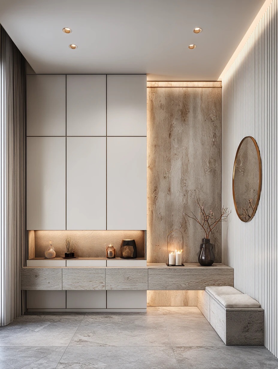 Modern corridor wardrobe design and custom hallway cabinets for luxury home interiors
