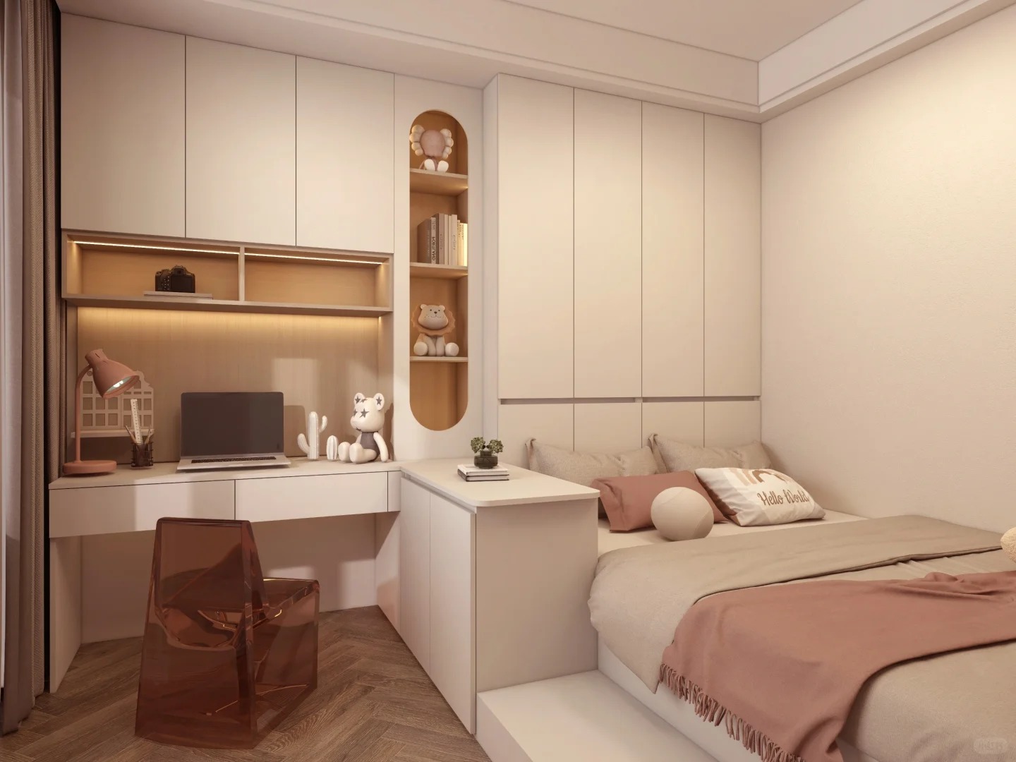 tata letak kamar tidur minimalis modern dengan solusi penyimpanan khusus