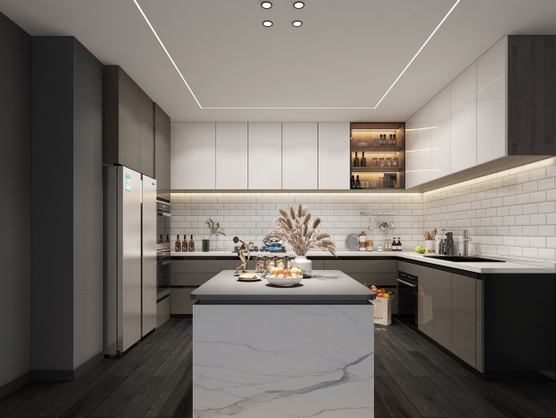 Gabinetes de cocina modernos de alto brillo