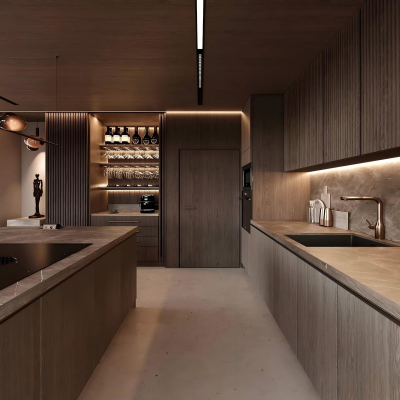 Cucina in legno scuro