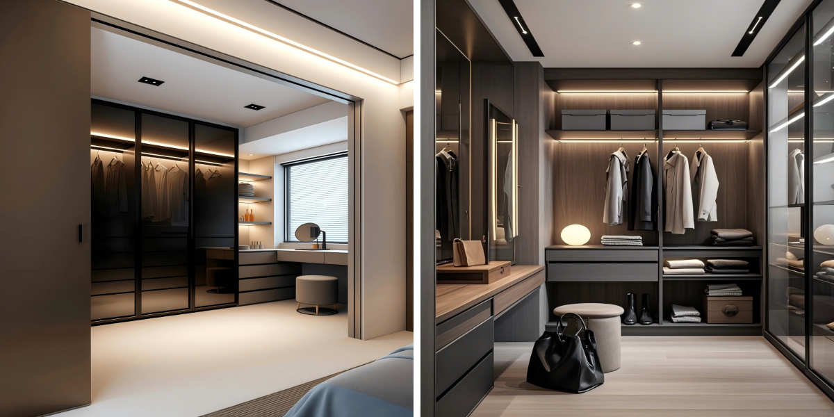 Armoire ouverte intégrée pour l'organisation de la chambre