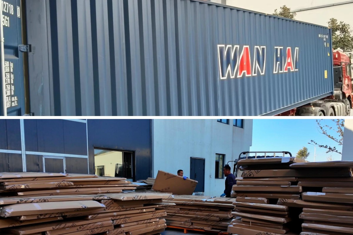 Hochglanzgraue Küchenschränke