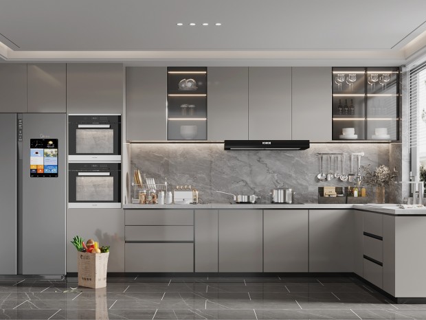 Современные безрамные кухонные шкафы