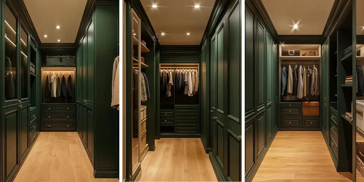 Luxury dark green wardrobe closet design Luxury dark green wardrobe closet design