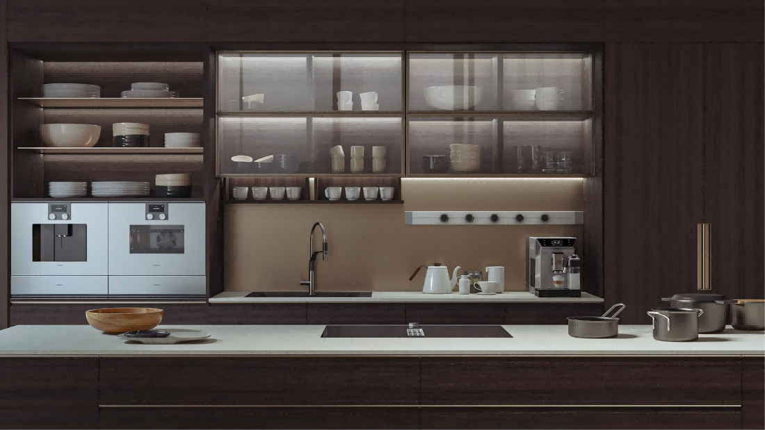 Custom modern kitchen design with integrated smart cabinetry for luxury residential projects