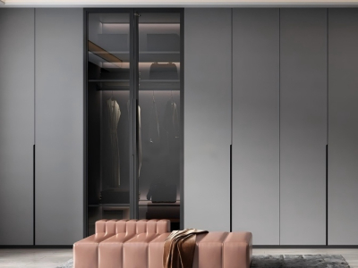 Grauer Kleiderschrank