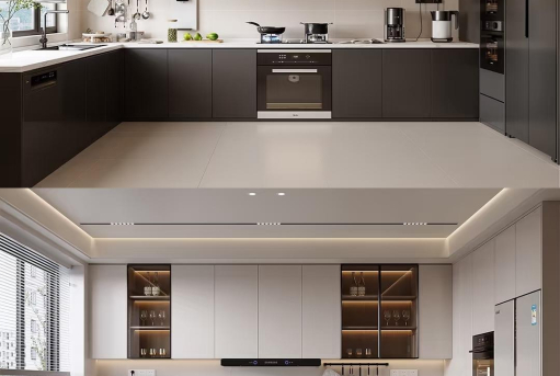 एल-आकार की रसोई अलमारियाँ