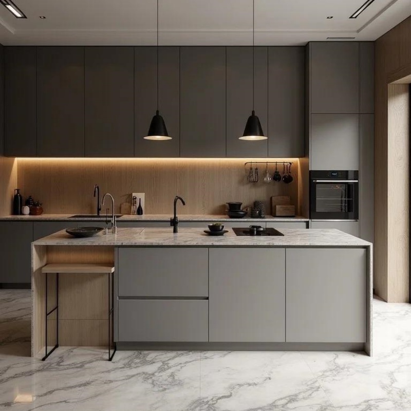 Mobili da cucina grigio scuro