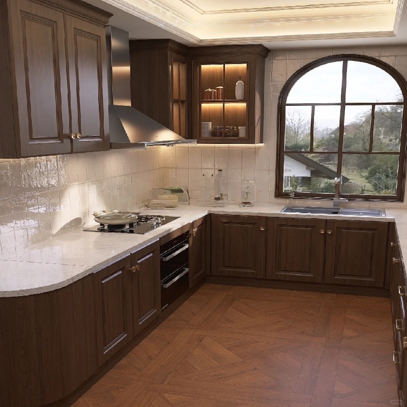 Lemari dapur oriental yang tak lekang oleh waktu