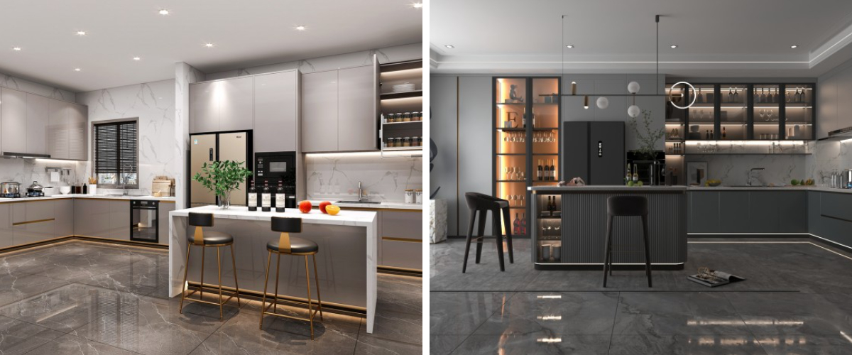 Lemari Dapur Modern Mengkilap Tinggi Lemari Dapur Modern Mengkilap Tinggi