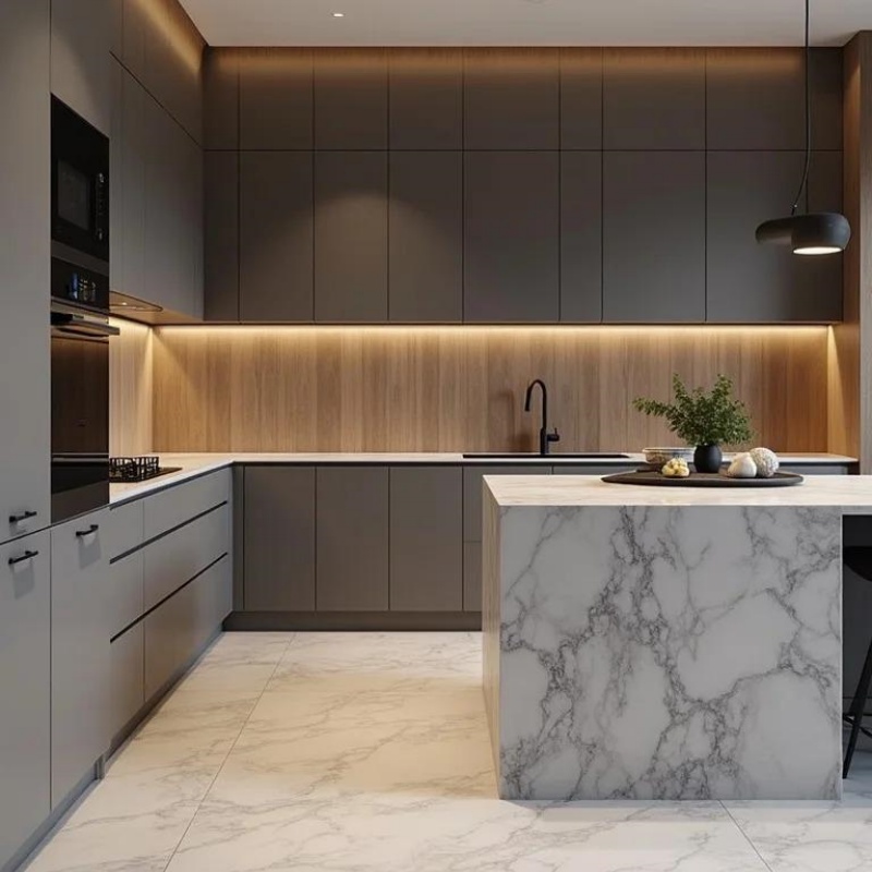 Mobili da cucina grigio scuro