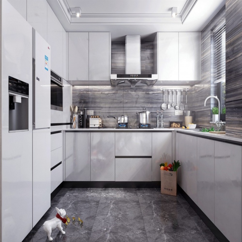 Современные белые кухонные шкафы