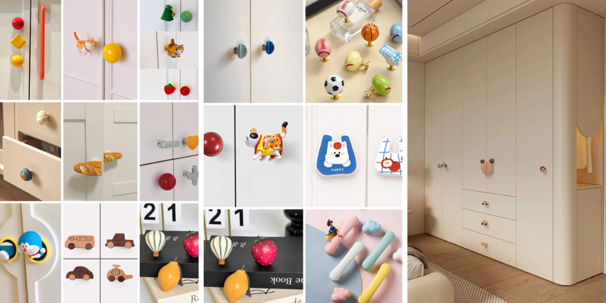 Muebles coloridos personalizados con tiradores caprichosos para la habitación de los niños