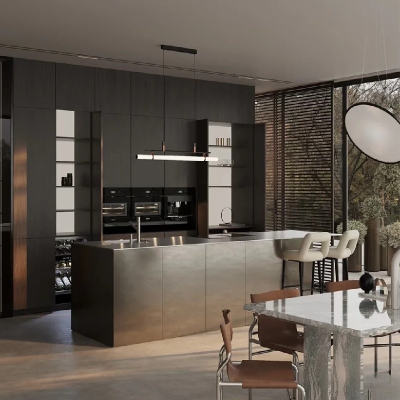 काले रंग के किचन कैबिनेट निर्माता