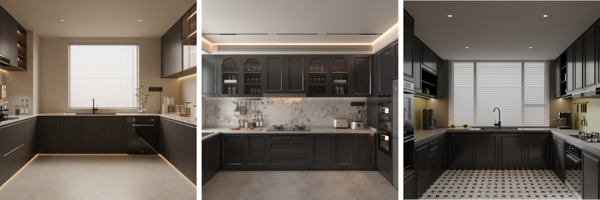 Armários de cozinha modernos pretos