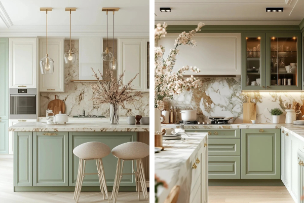 Detail Desain Dapur Shaker Hijau Sage