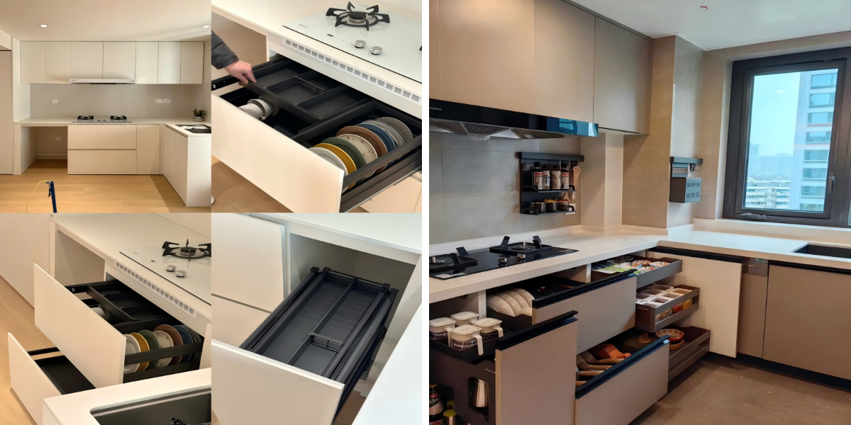 Organisateur de tiroir coulissant pour ustensiles et épices