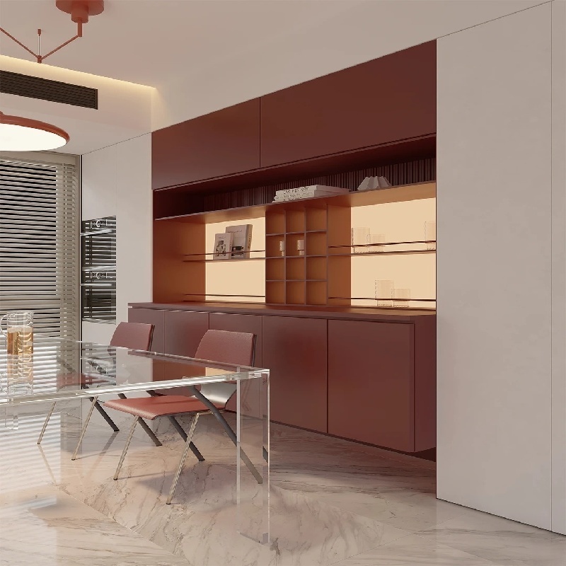 خزائن مطبخ من الخشب الأحمر