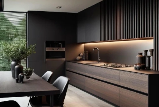 Cuisine en bois foncé