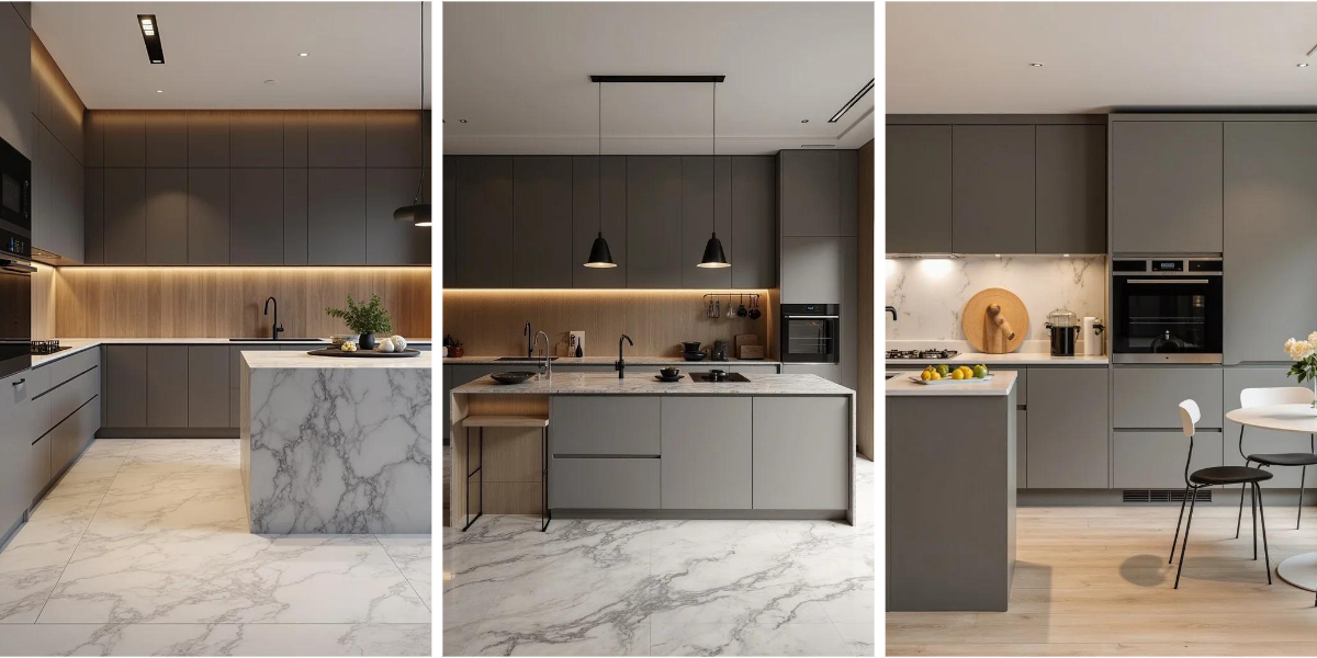 Mobili da cucina blu-grigio