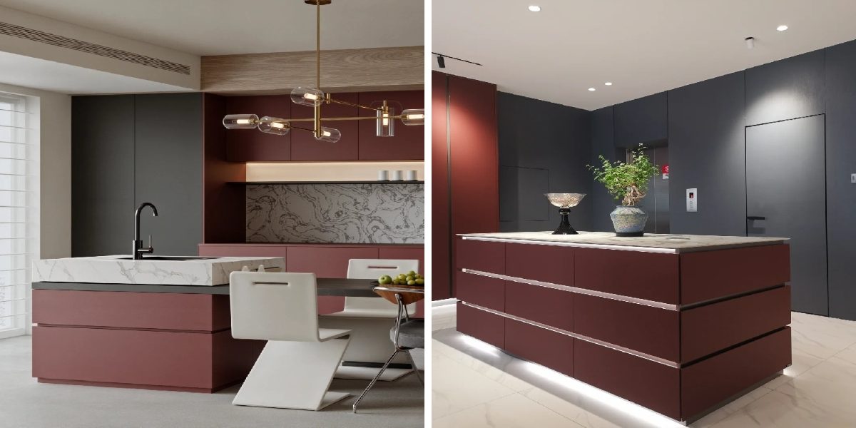 خزائن مطبخ شاكر حمراء